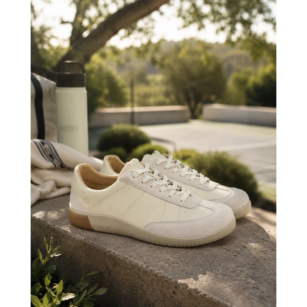 KEEN KNX Mens T-Toe Wide Toe Box Toupe Cream Leather Sneaker Shoe Size 13